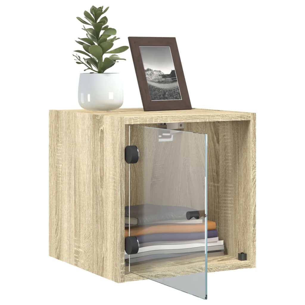 Sonoma Oak Bedside Cabinet with Glass Door 35x37x35 cm