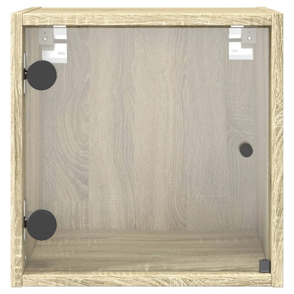 Sonoma Oak Bedside Cabinet with Glass Door 35x37x35 cm