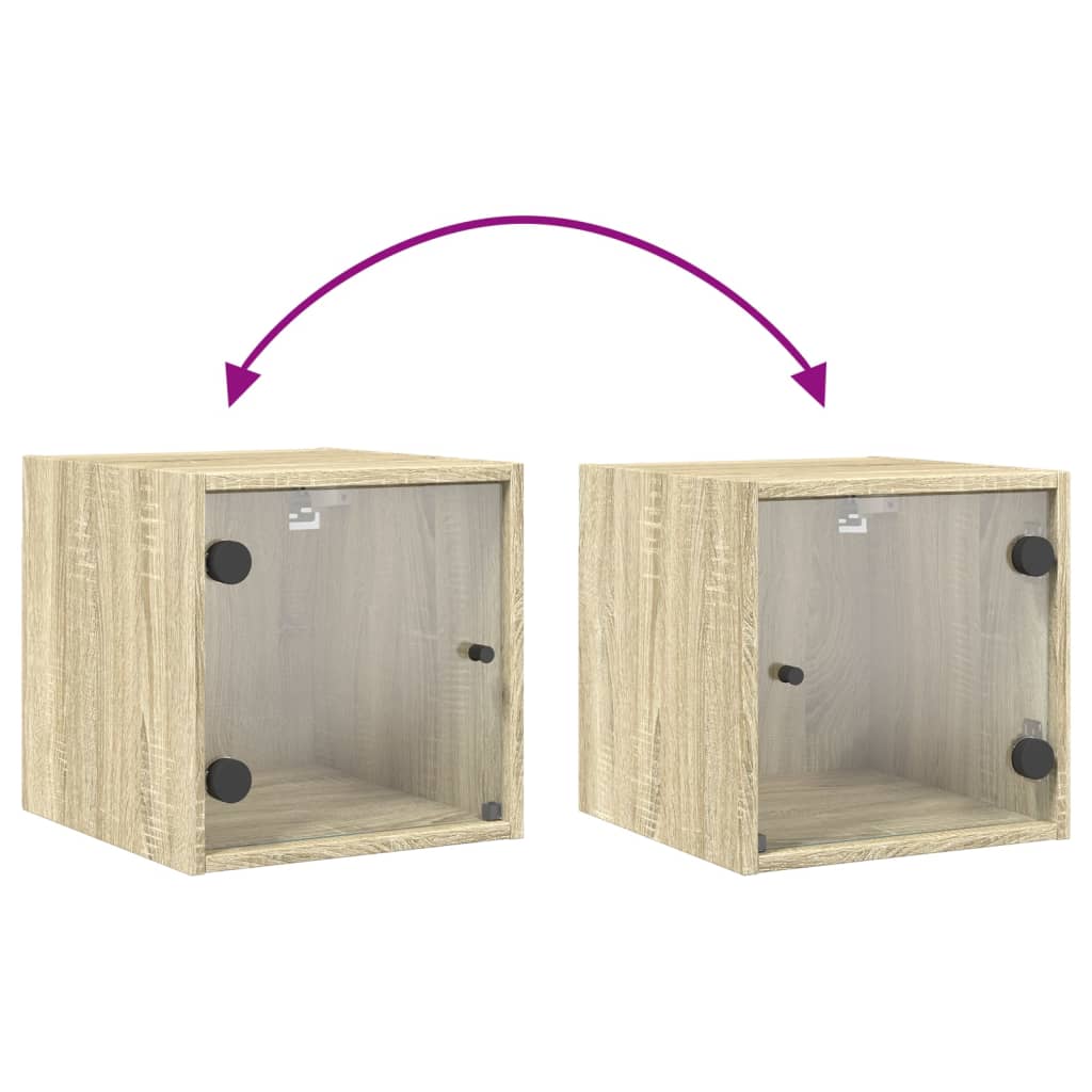 Sonoma Oak Bedside Cabinet with Glass Door 35x37x35 cm