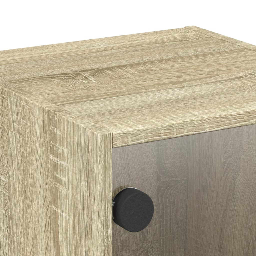 Sonoma Oak Bedside Cabinet with Glass Door 35x37x35 cm