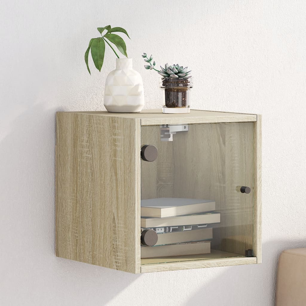 Sonoma Oak Bedside Cabinet with Glass Door 35x37x35 cm