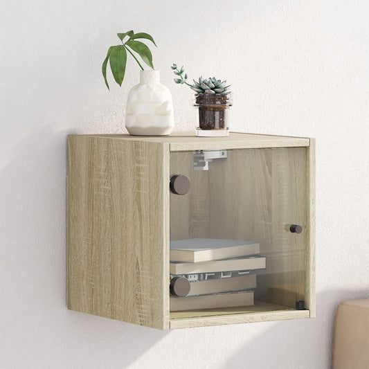 Sonoma Oak Bedside Cabinet with Glass Door 35x37x35 cm