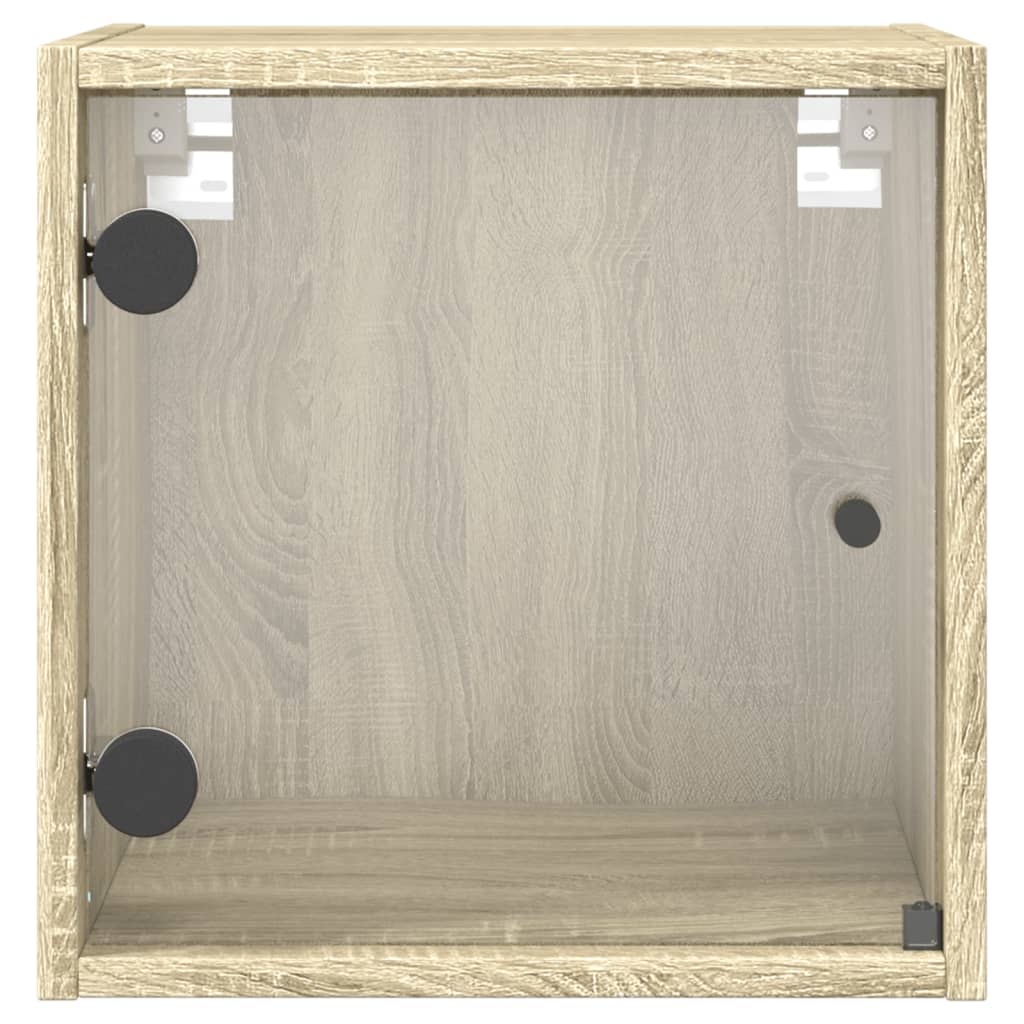 Sonoma Oak Bedside Cabinets with Glass Doors - Set of 2, 35x37x35 cm