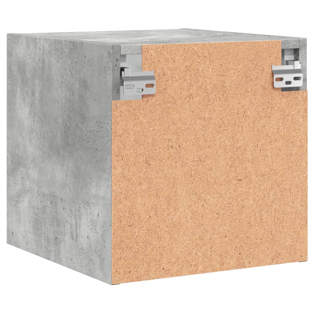 Concrete Grey Glass Door Bedside Cabinet - 35x37x35 cm