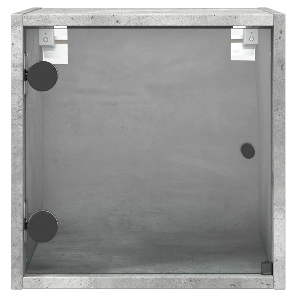 Concrete Grey Bedside Cabinets with Glass Doors, 2pcs, 35x37x35cm