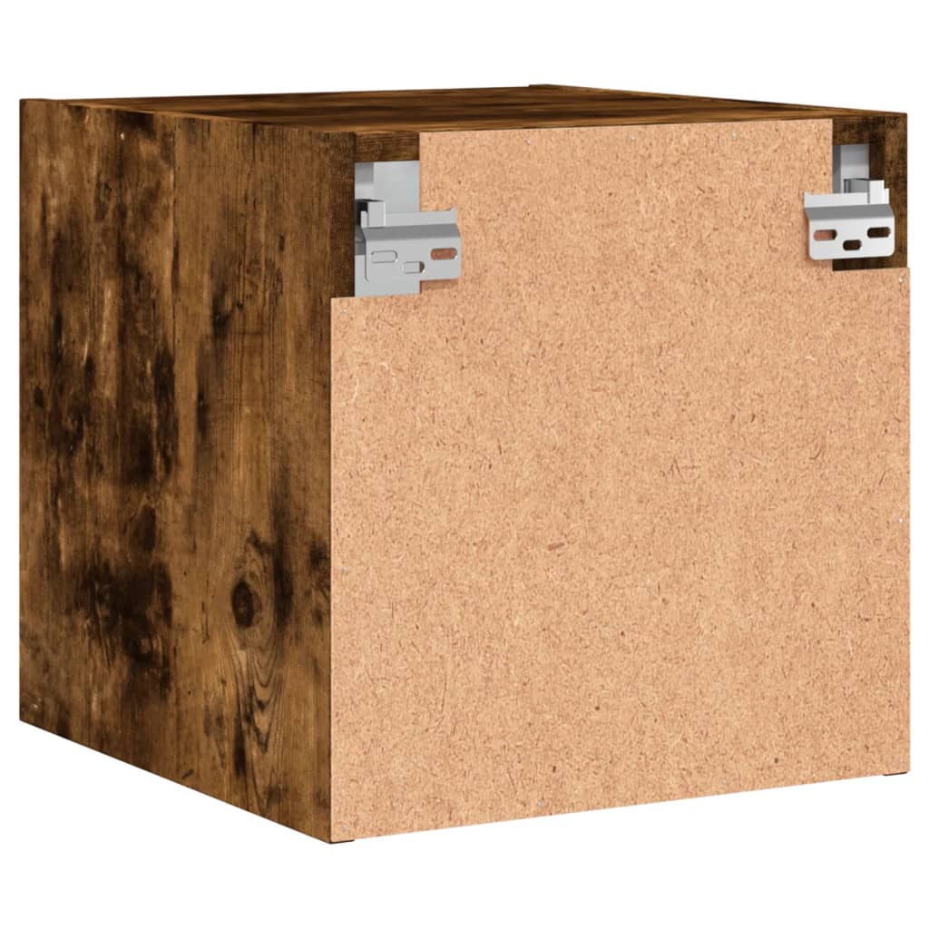 Smoked Oak Bedside Cabinets with Glass Doors 2pcs, 35x37x35 cm