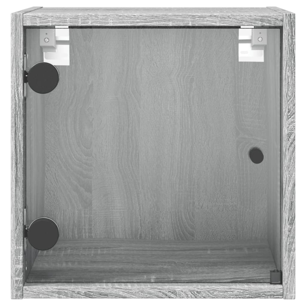 Grey Sonoma Bedside Cabinet with Glass Door, 35x37x35 cm