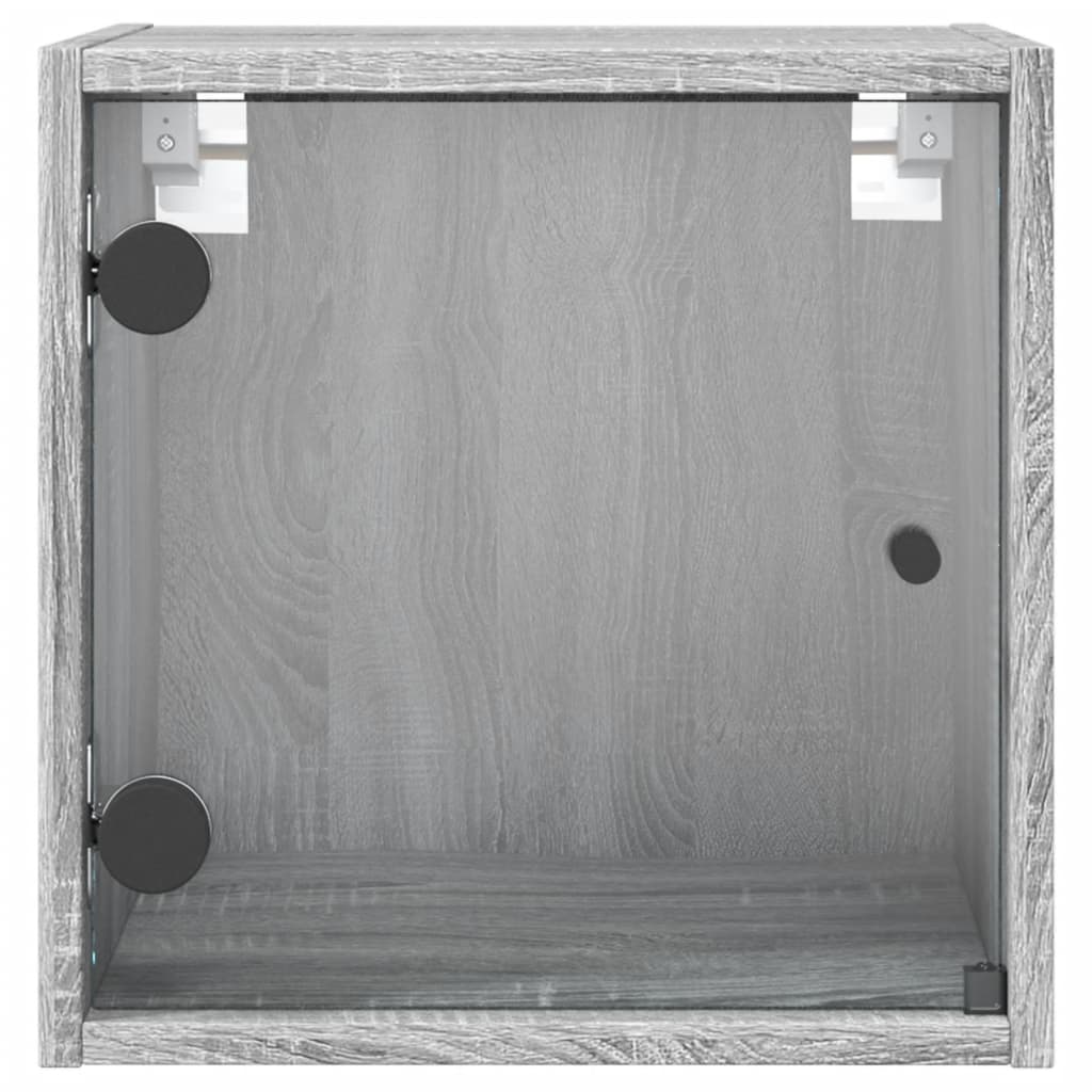 Grey Sonoma Bedside Cabinets with Glass Doors 2pcs - 35x37x35 cm