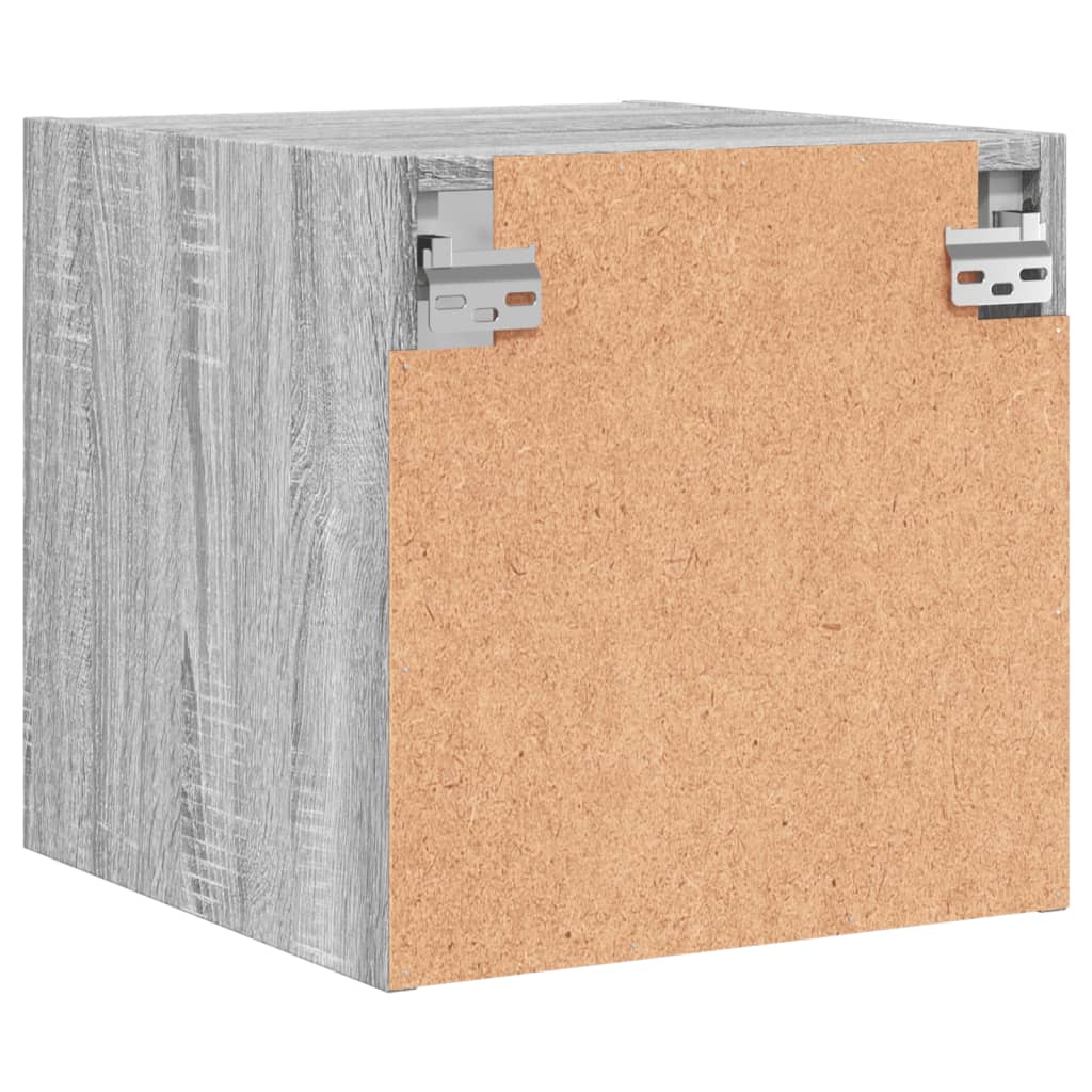 Grey Sonoma Bedside Cabinets with Glass Doors 2pcs - 35x37x35 cm