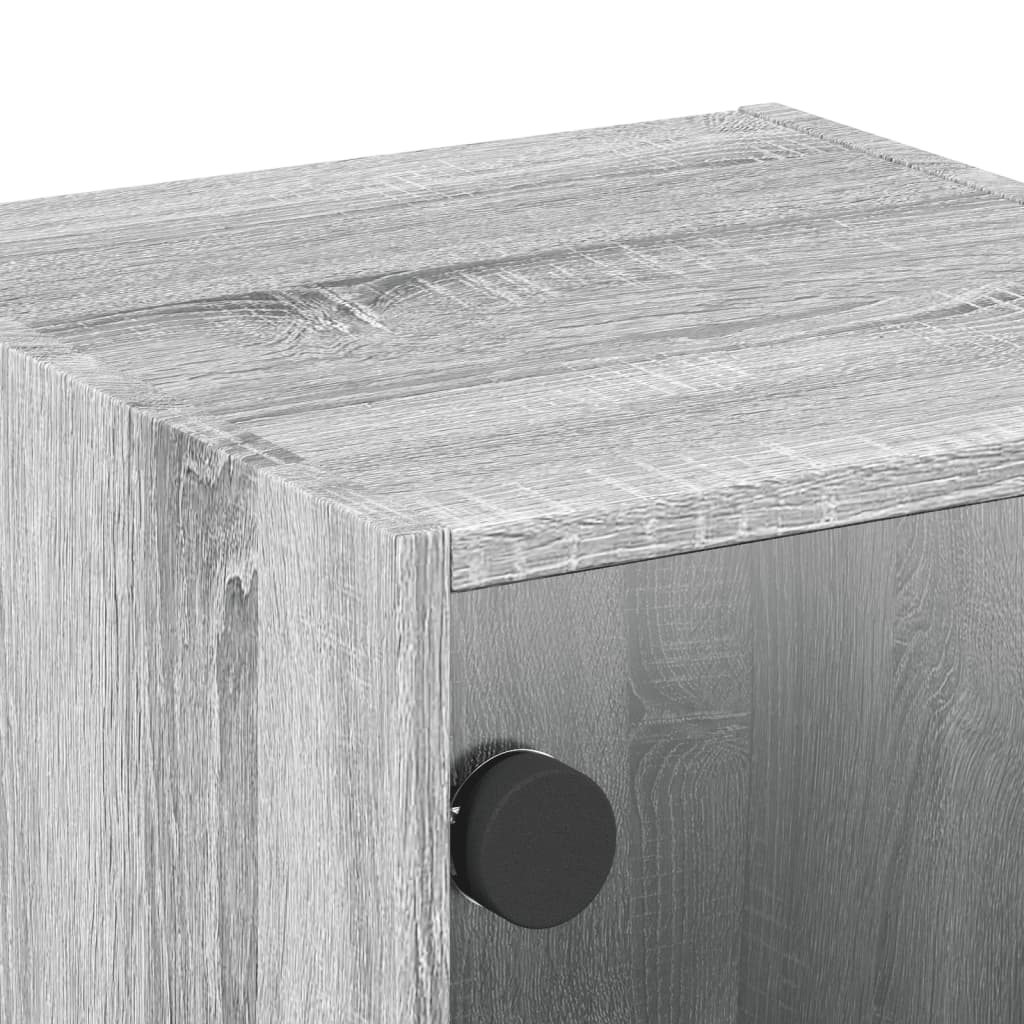 Grey Sonoma Bedside Cabinets with Glass Doors 2pcs - 35x37x35 cm