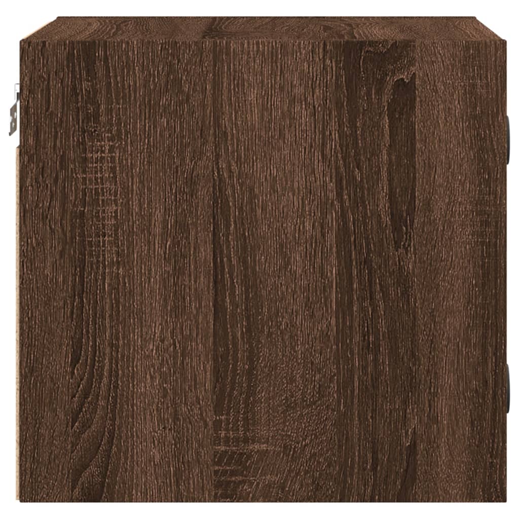 Brown Oak Bedside Cabinet w/ Glass Door - 35x37x35 cm