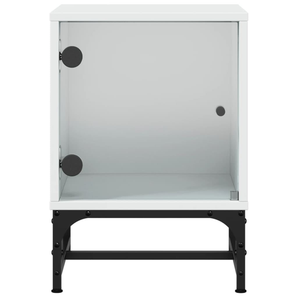 White Bedside Cabinet with Glass Door, 35x37x50 cm, Stylish Storage