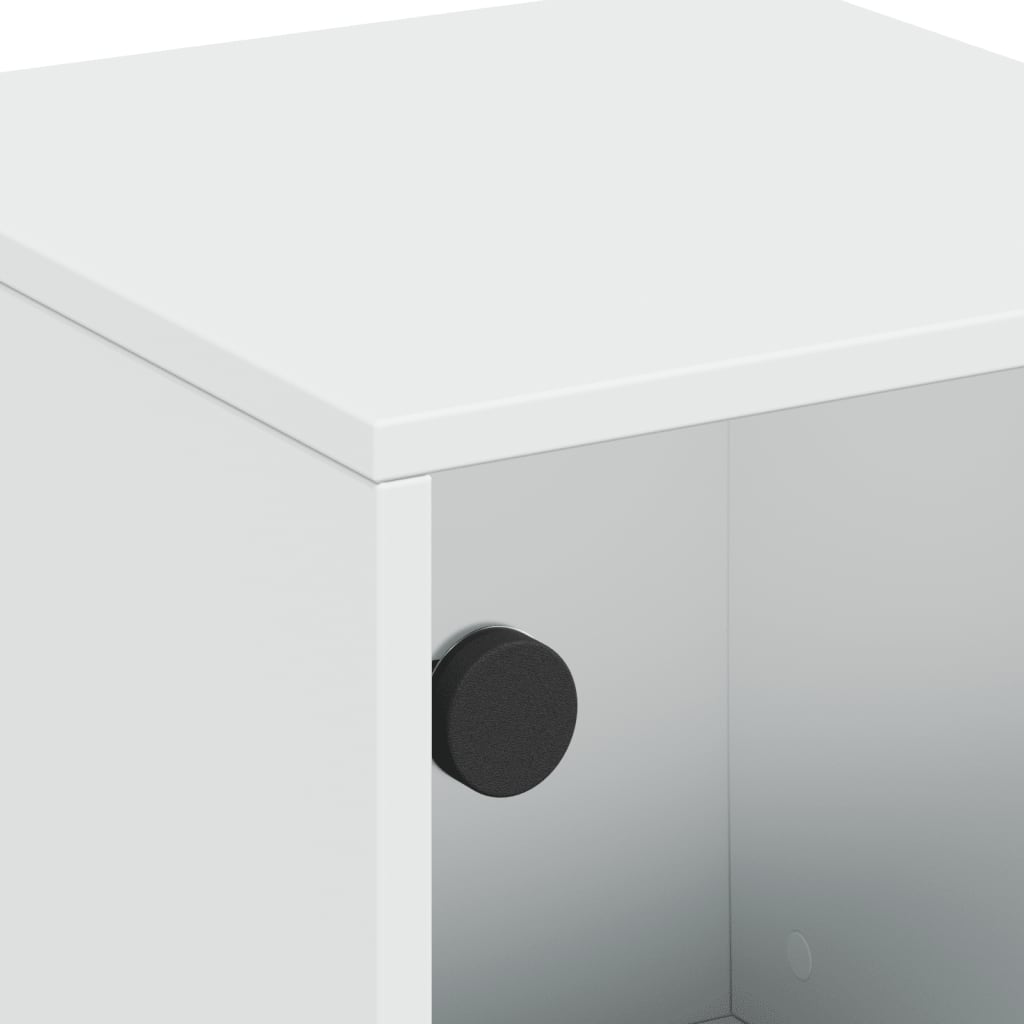 White Bedside Cabinet with Glass Door, 35x37x50 cm, Stylish Storage