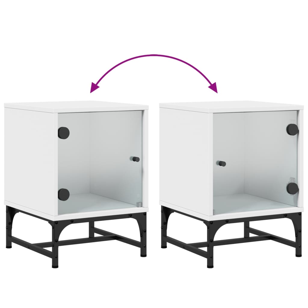 White Bedside Cabinet with Glass Door, 35x37x50 cm, Stylish Storage