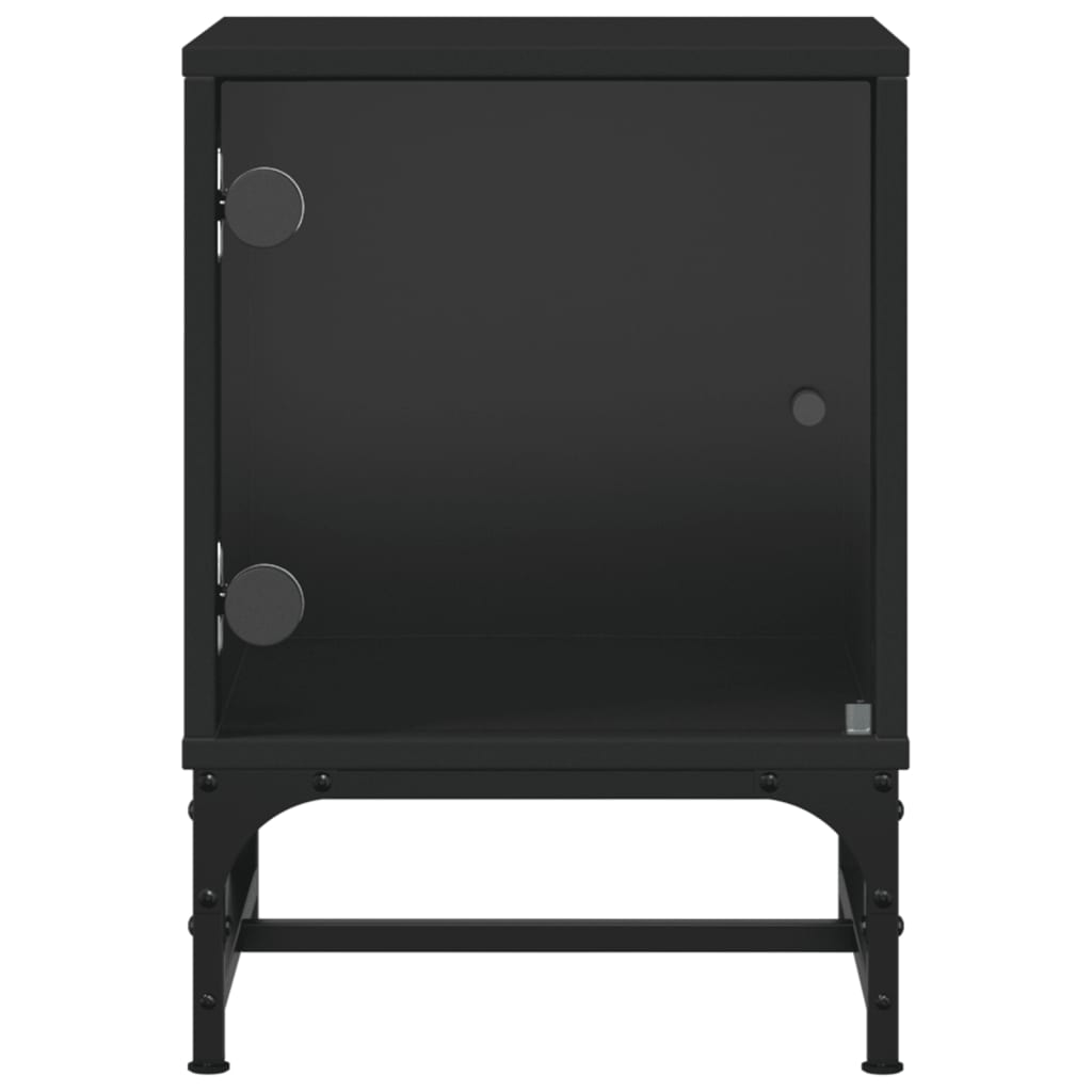 Black Bedside Cabinets with Glass Doors 2 pcs - 35x37x50 cm