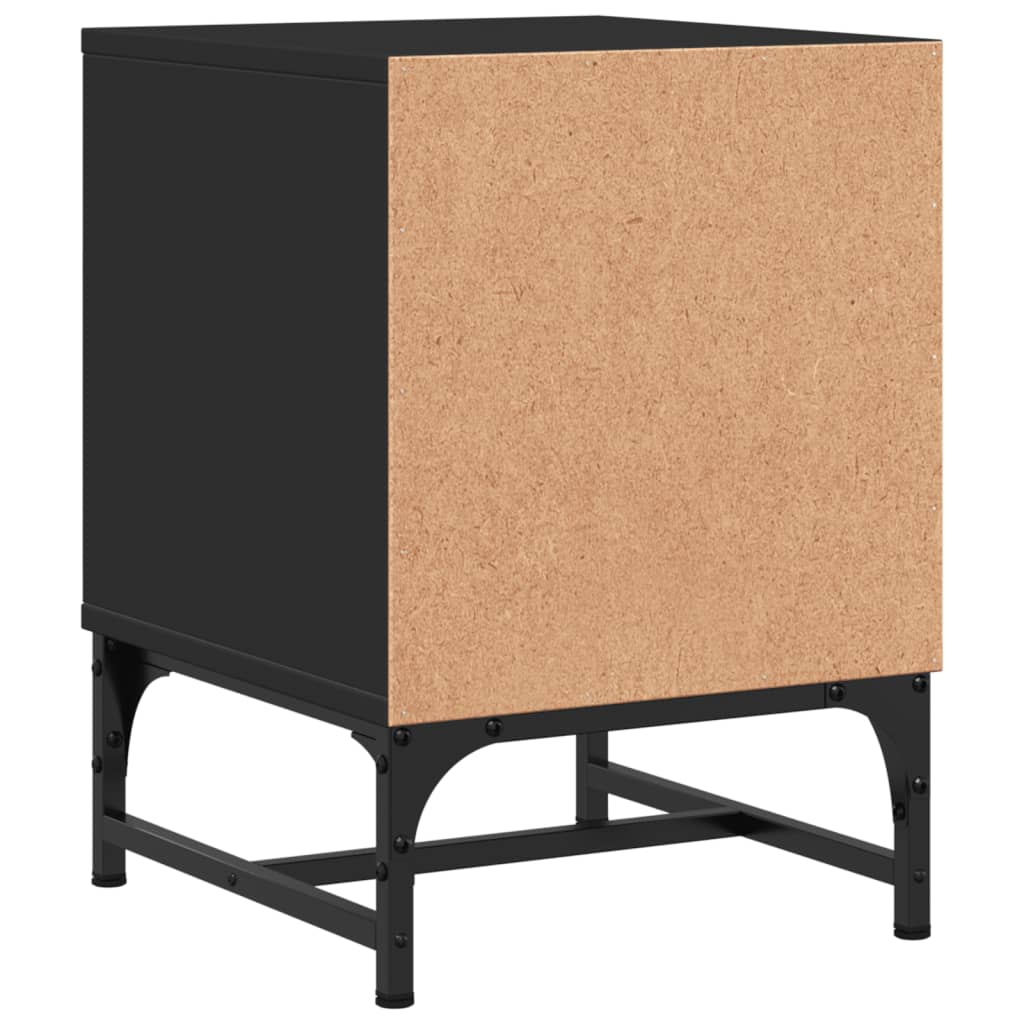 Black Bedside Cabinets with Glass Doors 2 pcs - 35x37x50 cm