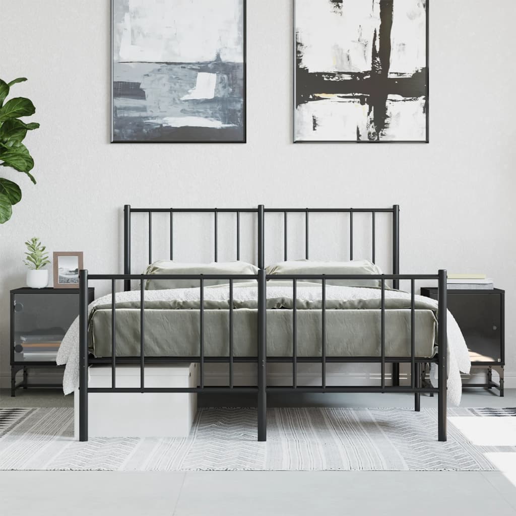 Black Bedside Cabinets with Glass Doors 2 pcs - 35x37x50 cm