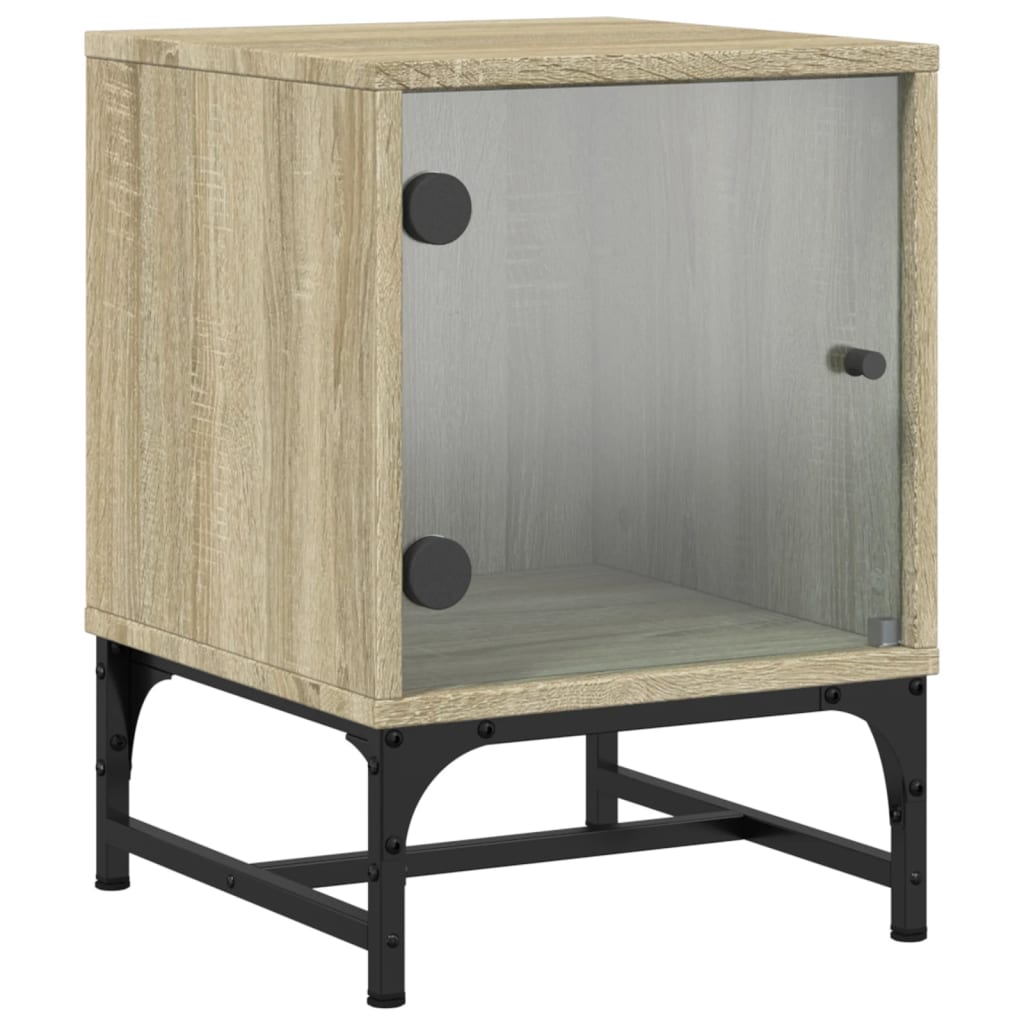 Sonoma Oak Bedside Cabinets with Glass Doors, 2 pcs, 35x37x50 cm