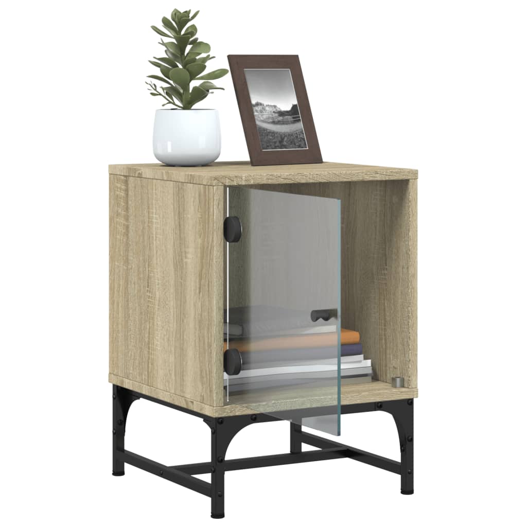 Sonoma Oak Bedside Cabinets with Glass Doors, 2 pcs, 35x37x50 cm