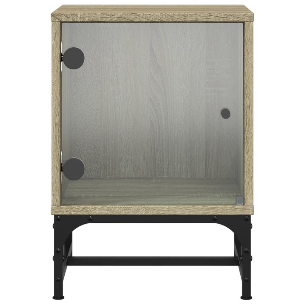 Sonoma Oak Bedside Cabinets with Glass Doors, 2 pcs, 35x37x50 cm