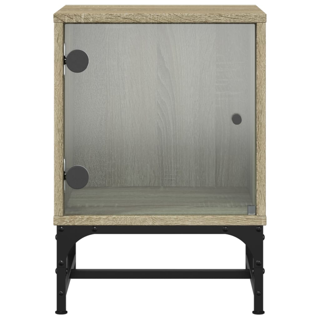 Sonoma Oak Bedside Cabinets with Glass Doors, 2 pcs, 35x37x50 cm
