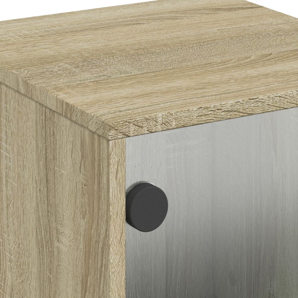 Sonoma Oak Bedside Cabinets with Glass Doors, 2 pcs, 35x37x50 cm