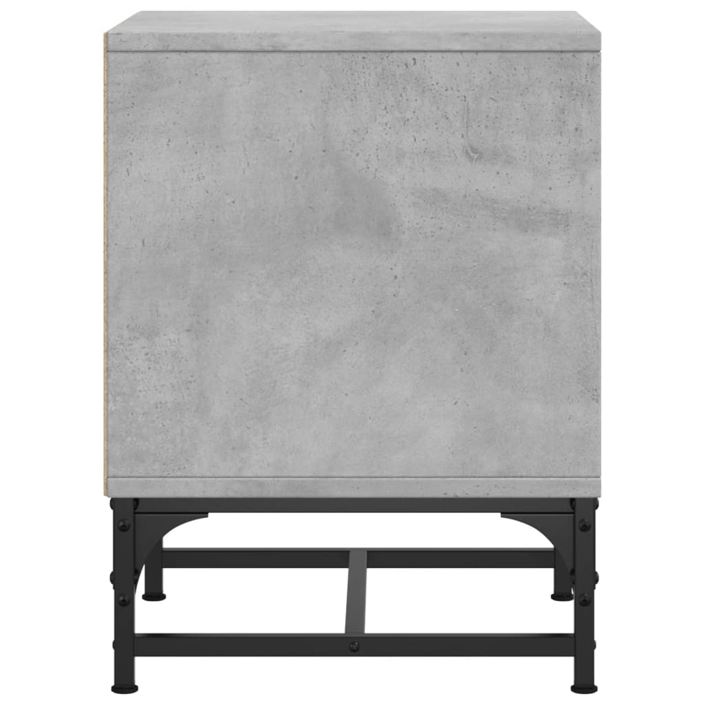 Concrete Grey Bedside Cabinets with Glass Doors, Set of 2 - 35x37x50cm