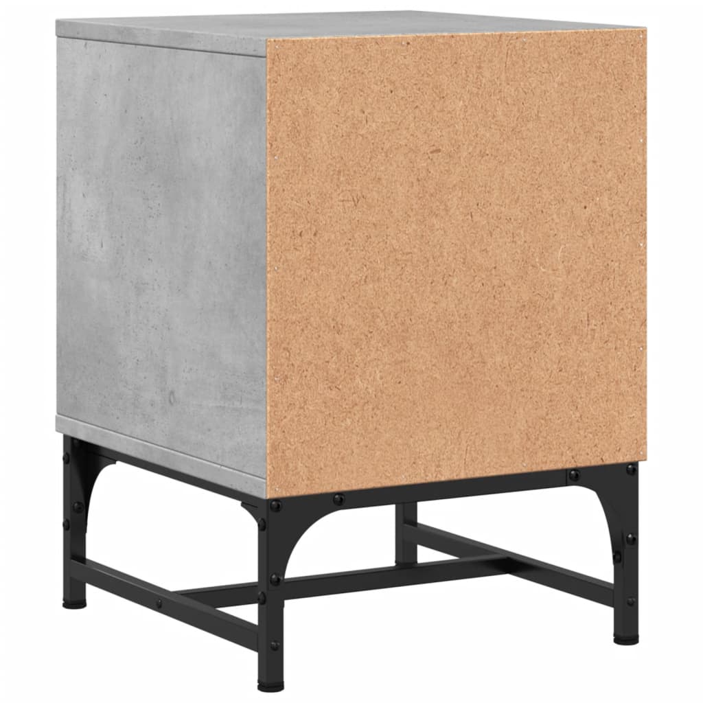Concrete Grey Bedside Cabinets with Glass Doors, Set of 2 - 35x37x50cm