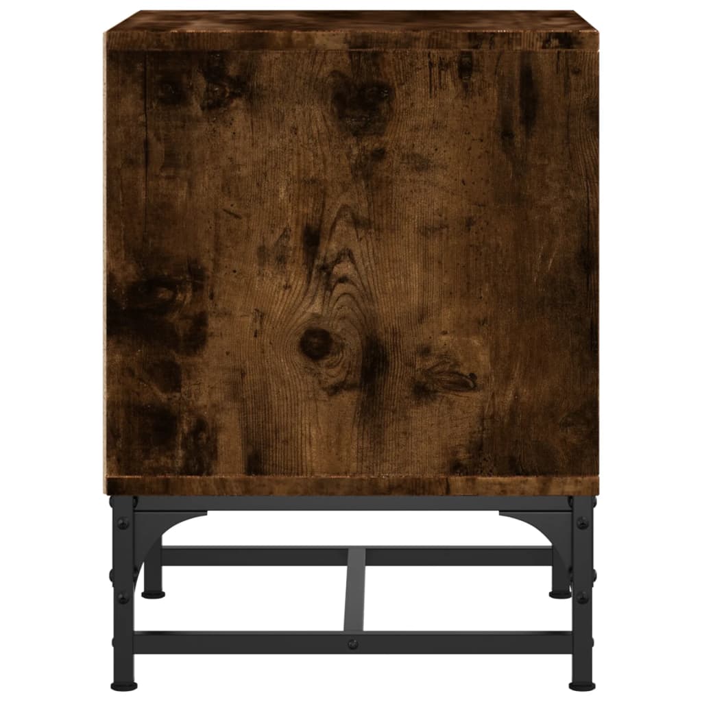 Smoked Oak Bedside Cabinets with Glass Doors, 2 Pcs, 35x37x50 cm