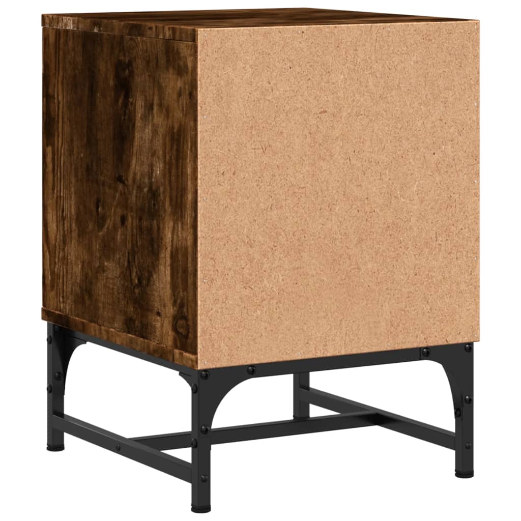 Smoked Oak Bedside Cabinets with Glass Doors, 2 Pcs, 35x37x50 cm
