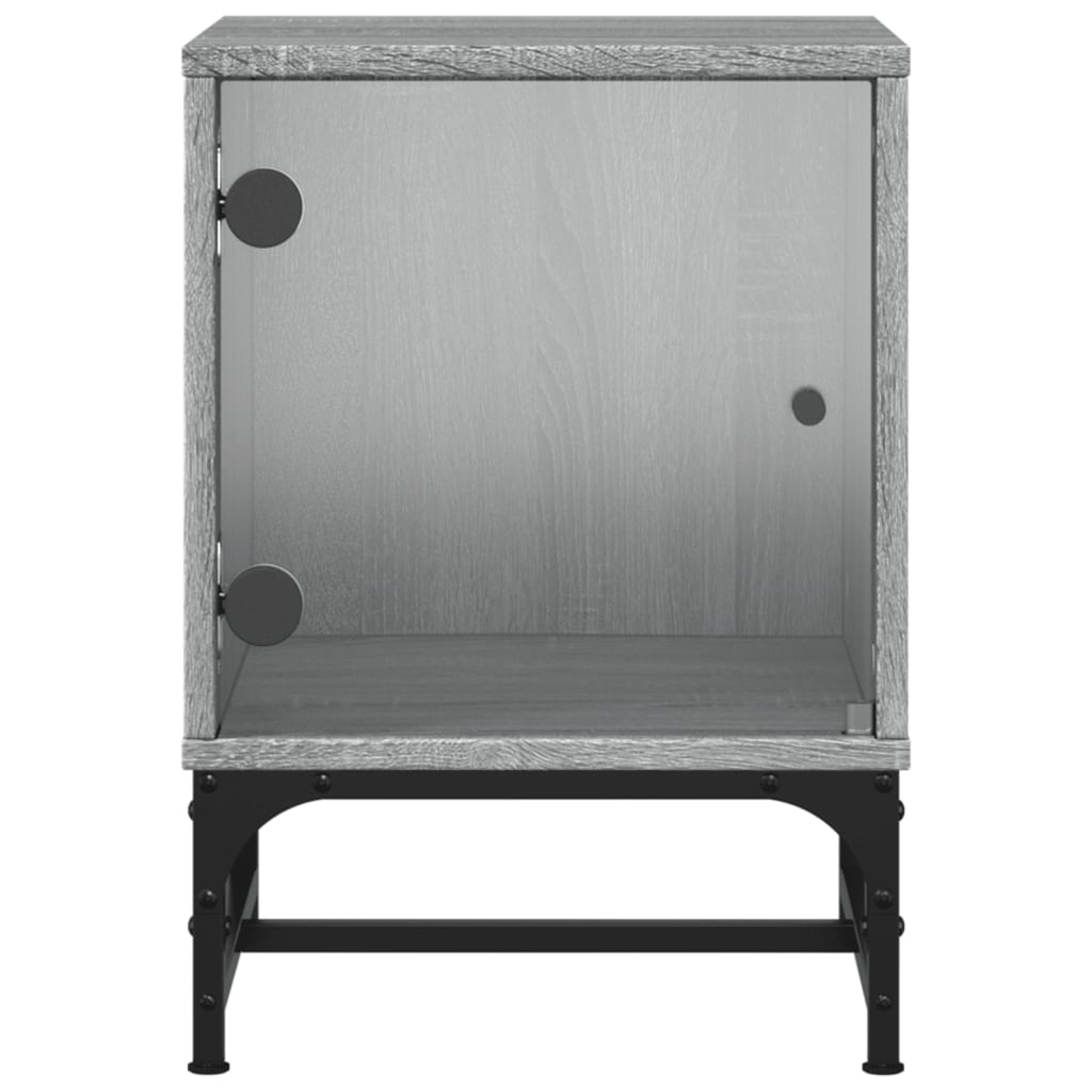 Grey Sonoma Bedside Cabinet with Glass Door - 35x37x50 cm
