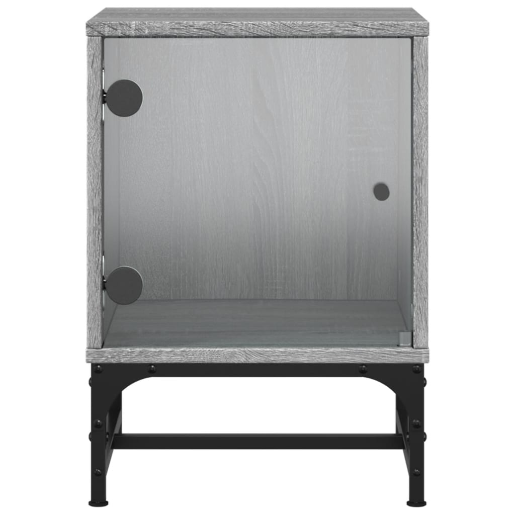 Modern Grey Sonoma Bedside Cabinets with Glass Doors - Set of 2