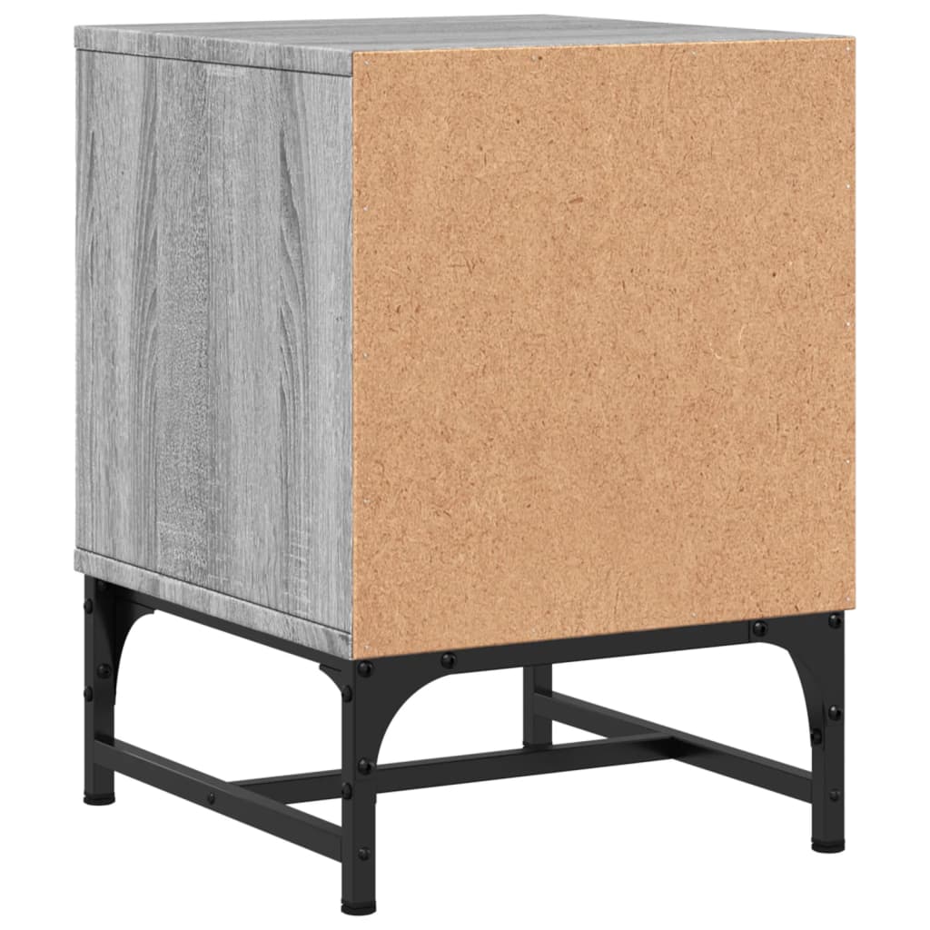 Modern Grey Sonoma Bedside Cabinets with Glass Doors - Set of 2