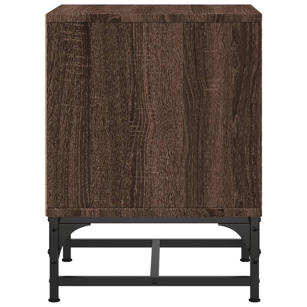 Brown Oak Bedside Cabinet with Glass Door 35x37x50 cm