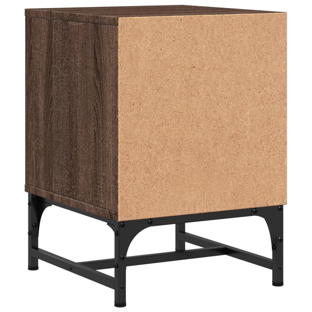 Brown Oak Bedside Cabinet with Glass Door 35x37x50 cm
