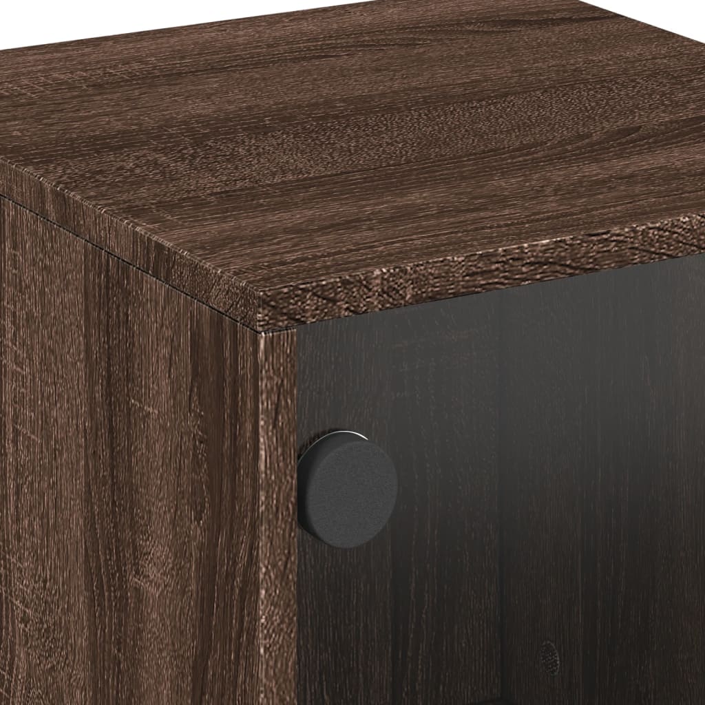 Brown Oak Bedside Cabinet with Glass Door 35x37x50 cm