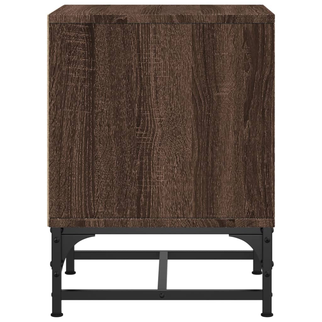 Brown Oak Bedside Cabinets 2pcs with Glass Doors - 35x37x50 cm