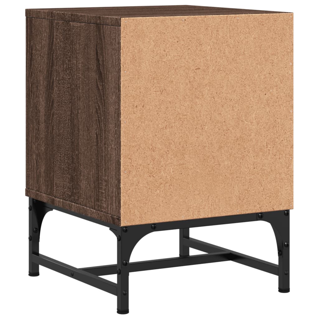 Brown Oak Bedside Cabinets 2pcs with Glass Doors - 35x37x50 cm