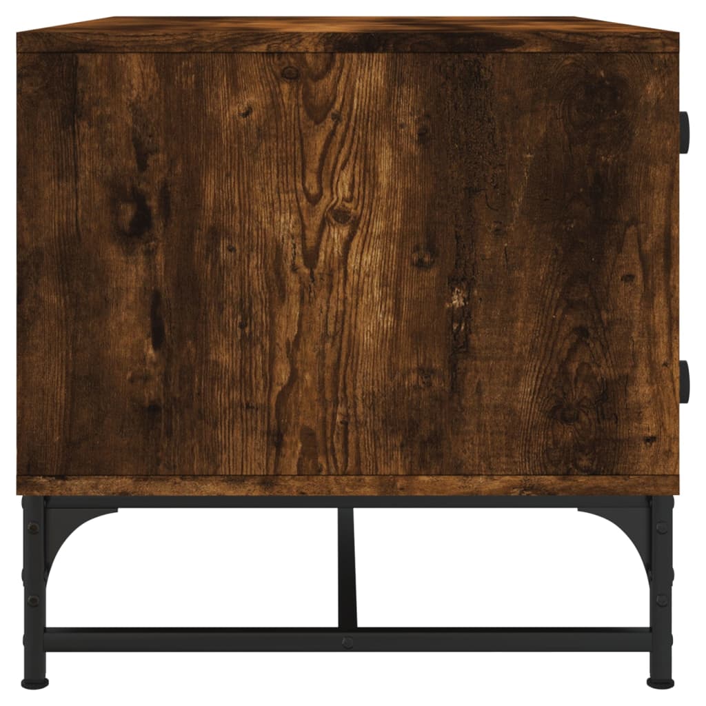 Coffee Table with Glass Doors Smoked Oak 68.5x50x50 cm