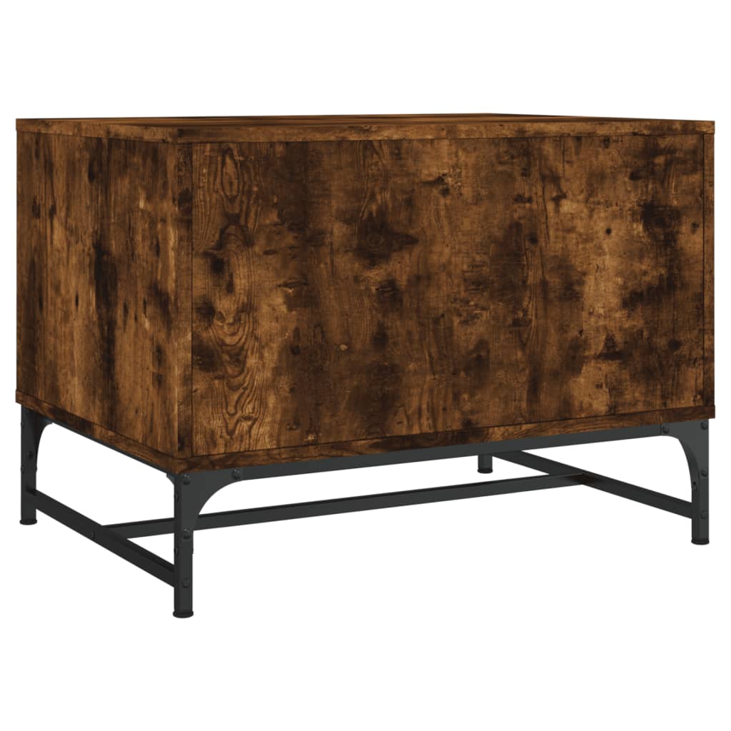Coffee Table with Glass Doors Smoked Oak 68.5x50x50 cm