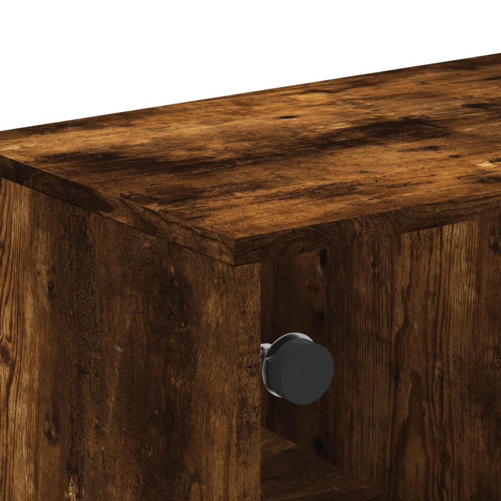 Coffee Table with Glass Doors Smoked Oak 68.5x50x50 cm