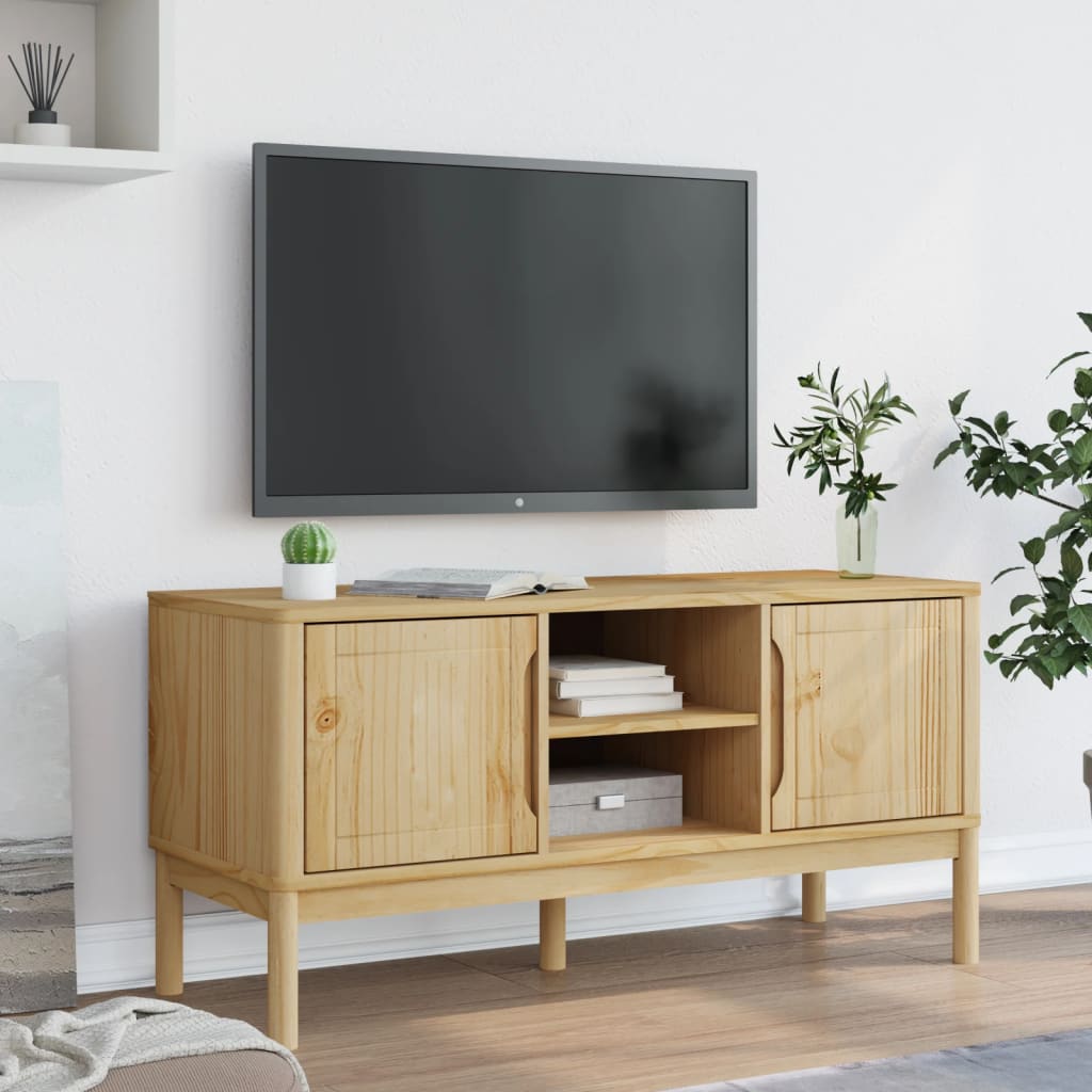 TV Cabinet FLORO Wax Brown 114x43x55 cm Solid Pine Wood