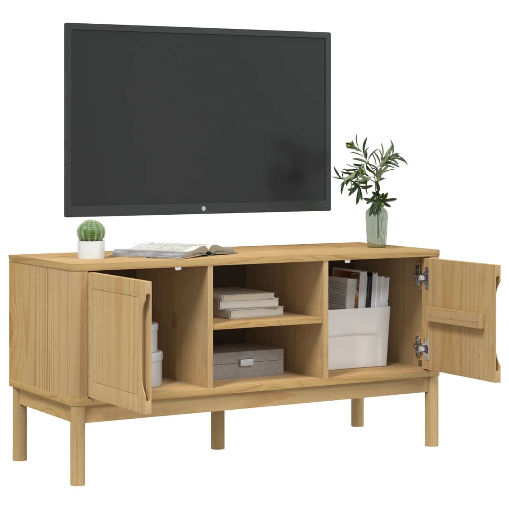 TV Cabinet FLORO Wax Brown 114x43x55 cm Solid Pine Wood