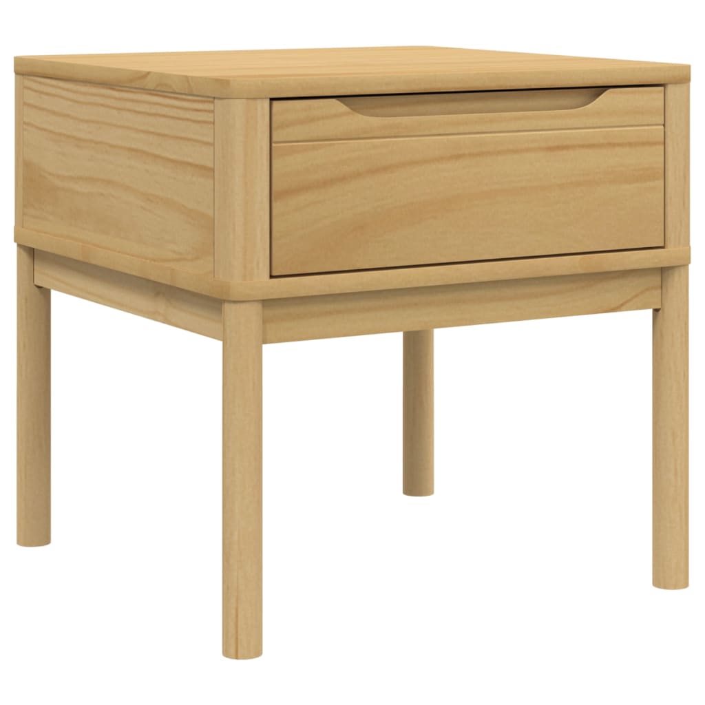 FLORO Solid Wood Pine Lamp Table, Wax Brown, 55x55x54 cm