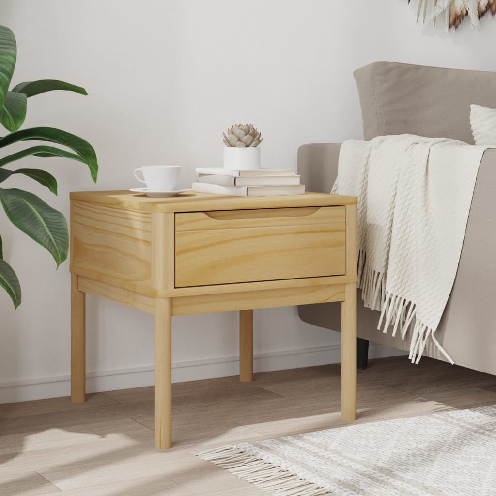 FLORO Solid Wood Pine Lamp Table, Wax Brown, 55x55x54 cm
