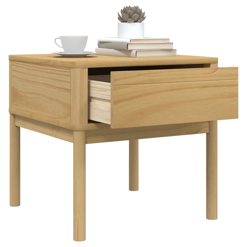 FLORO Solid Wood Pine Lamp Table, Wax Brown, 55x55x54 cm