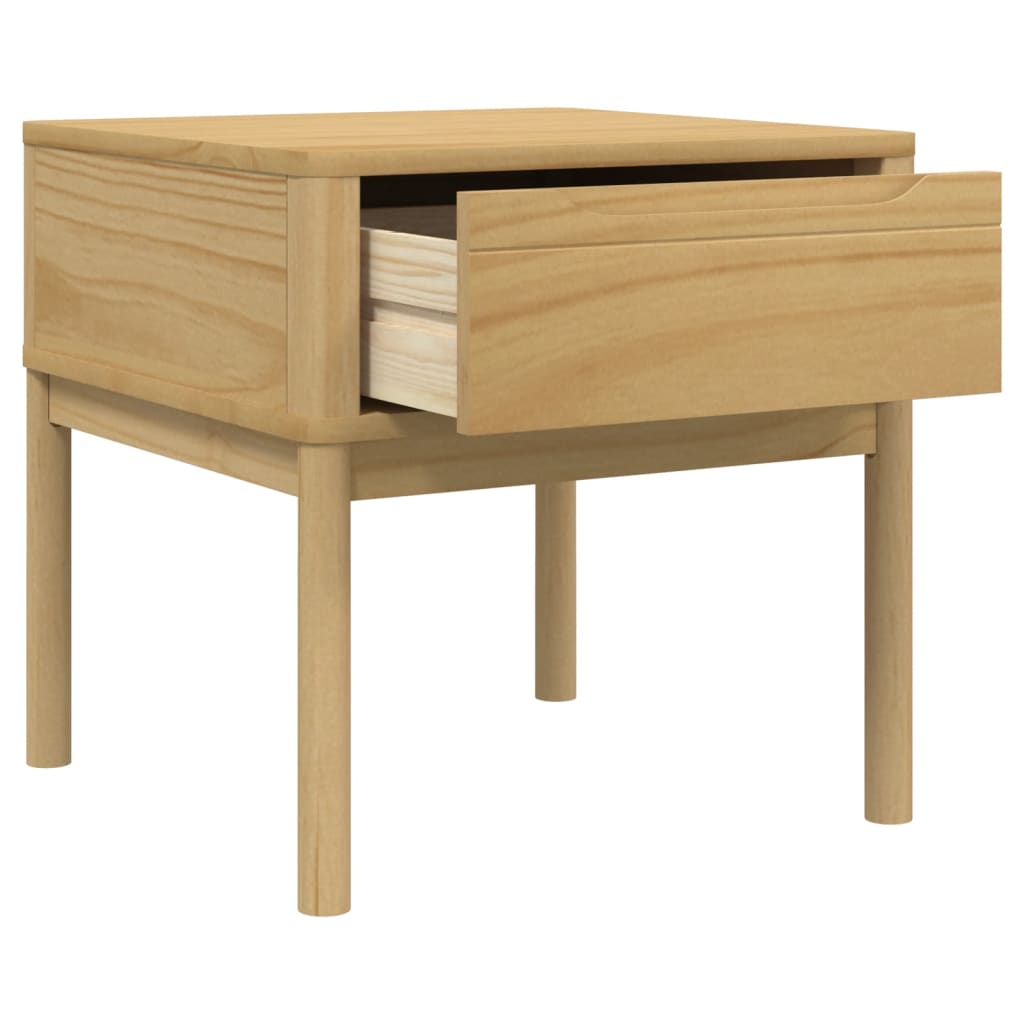 FLORO Solid Wood Pine Lamp Table, Wax Brown, 55x55x54 cm