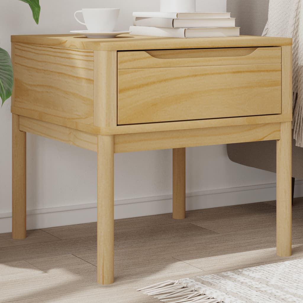FLORO Solid Wood Pine Lamp Table, Wax Brown, 55x55x54 cm