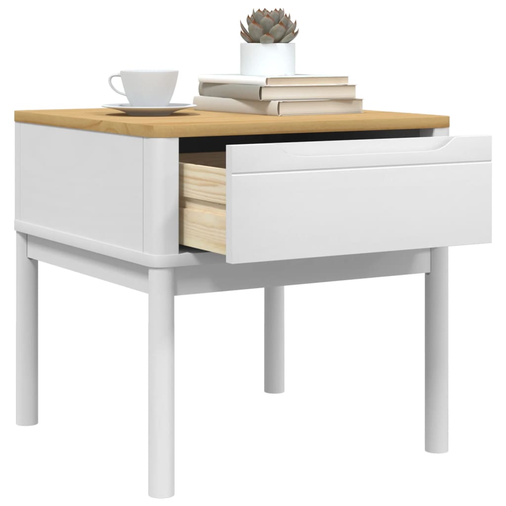 FLORO White Solid Pine Lamp Table 55x55x54 cm