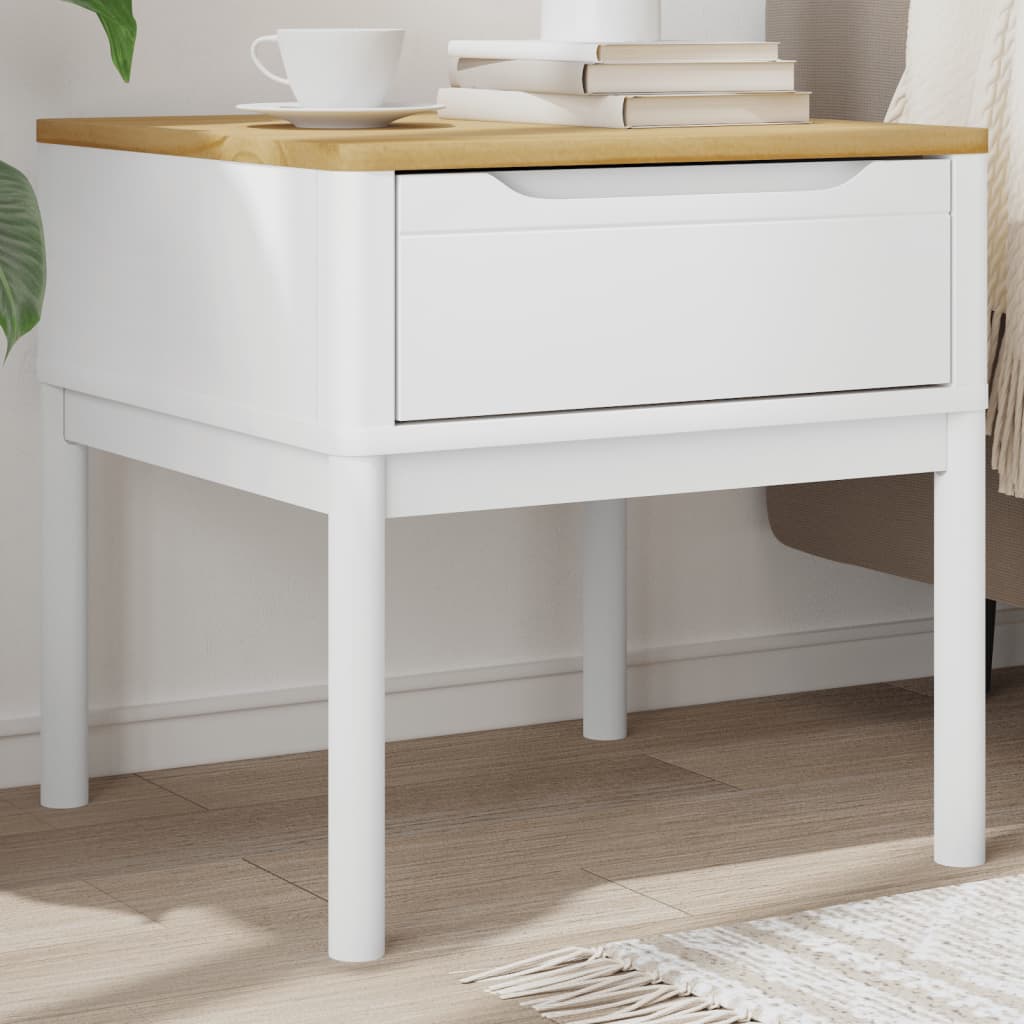 FLORO White Solid Pine Lamp Table 55x55x54 cm